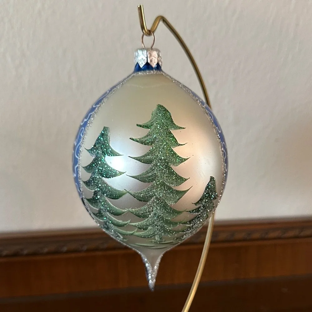 Christopher Radko Jumbo Fantasia Santa Teardrop Glass Christmas Ornament 6''
